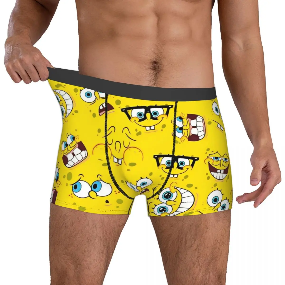 SpongeBobed Anime Cartoon Boxers Humorous Underwear Boxer Briefs Gag Gift For Men
