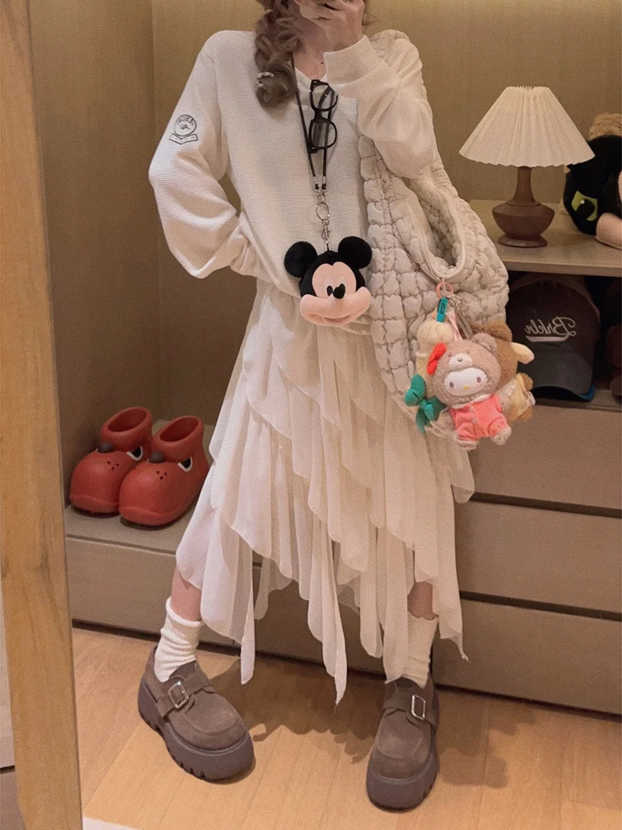 

Юбка Yukiss Ethereal Fairy T с асимметричными драпированными слоями, средней длины, женская, повседневная, свободного кроя, H-образная