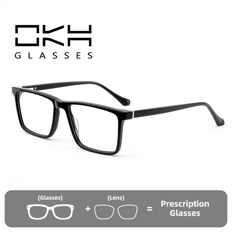 

OKH Retro Square Frame Eyeglasses Blue Light Blocking Glasses for Men Optical Prescription Eyeglasses