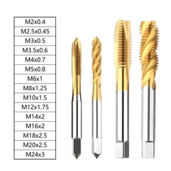 Tap HSS Coating Screw Machine Tap Titanium-plated Drill Bit CNC Tool Spiral Straight Flute M2/2.5/3/4/5/6/8/10/12/14 Nitriding