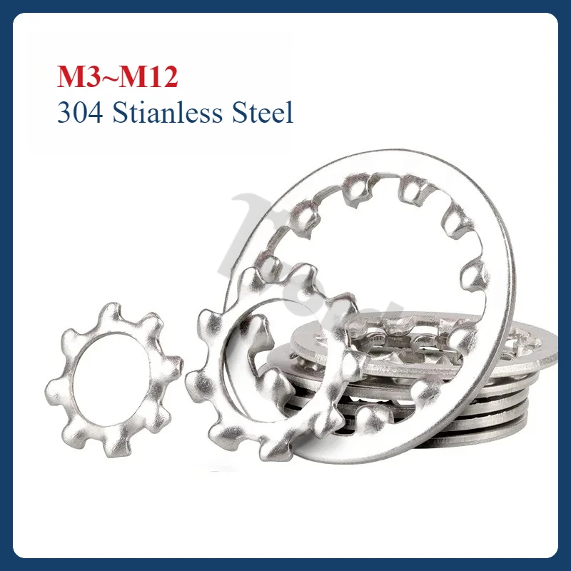 

M3 M4 M5 M6 M8 M10 M12 304 Stianless Steel External Internal Tooth Star Lock Washers Lock Gasket