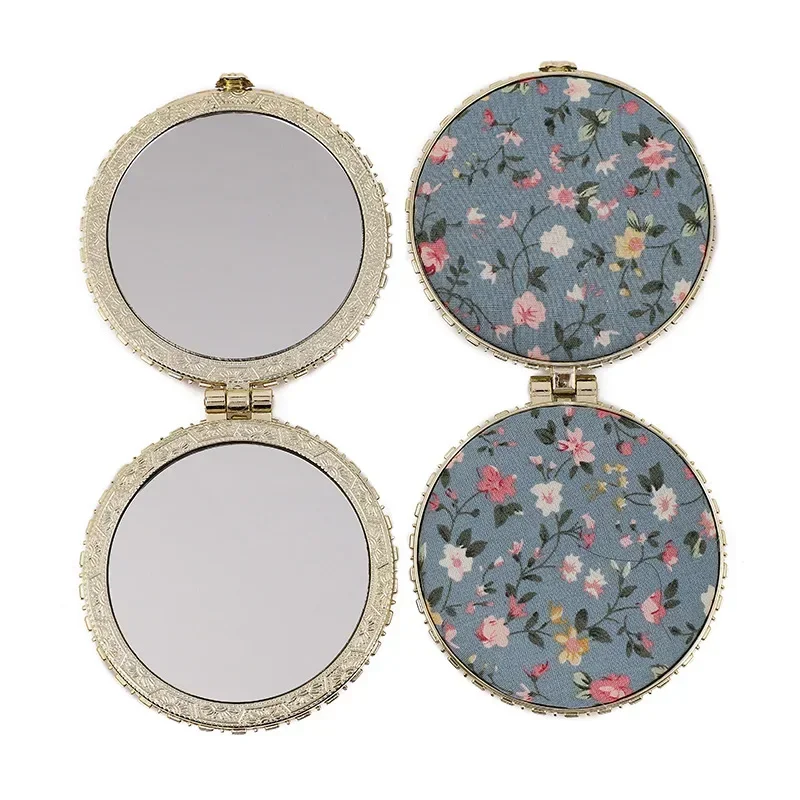 1pc Mini Makeup Compact Pocket Floral Mirror Portable Two-side Folding Make Up Mirror Women Vintage Cosmetic Mirrors for Gift