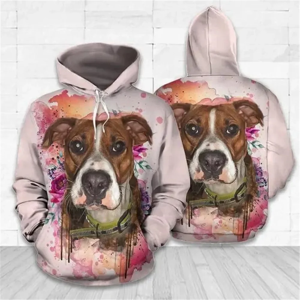 

HX Boxer Hoodies 3D Graphic Watercolor Dogs Animals Pullovers Casual Sweatshirts Harajuku Tops Women Men Clothing