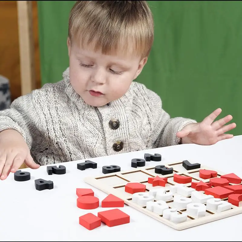 Nummer en vorm Houten puzzel Houten Tangram Wiskundespeelgoed Kubusspelblokken Houten puzzels Montessori Nummervorm Cognitie