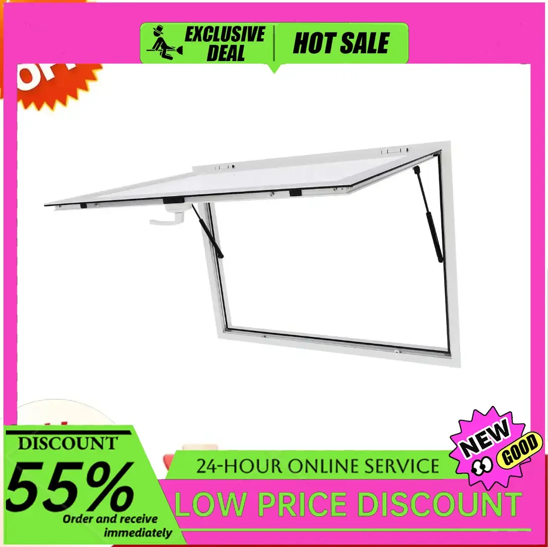 

45×33 Inch Concession Stand Serving Window Waterproof Concession Window for Food Truck Rectangular Food Truck Service Window