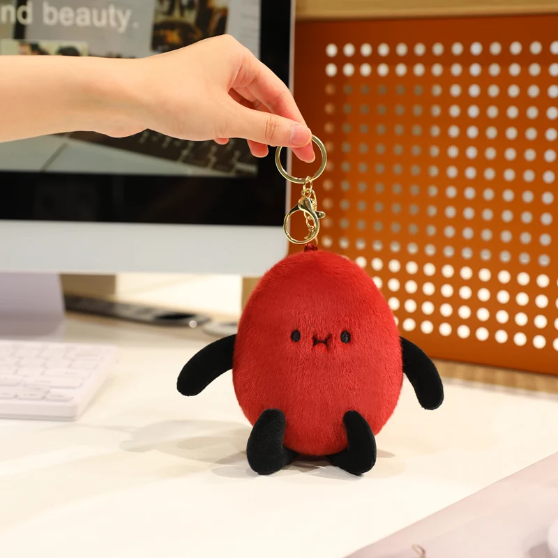 Nuevo juguete de peluche de maní, muñeco de peluche de núcleo de maní de dibujos animados, colgante de núcleo de maní rojo a la moda que se puede colocar en concha de maní
