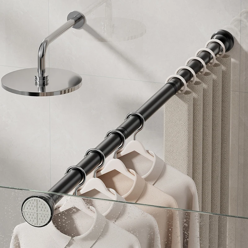 70-280 cm Adjustable Stainless Steel Drying Rack Without Drilling Telescopic Rod Curtain Rod for Balcony Bathroom view 4