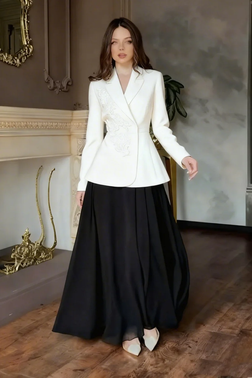 Veste Blazer en dentelle à paillettes pour femmes, ligne A, coupe cintrée, vêtements de cérémonie, pardessus personnalisé, tenue de soirée