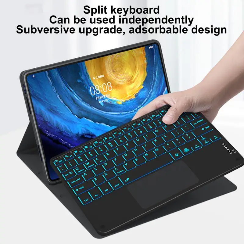 Keyboard Tablet lampu latar, papan ketik komputer tanpa kabel dengan layar sentuh untuk pekerjaan rumah