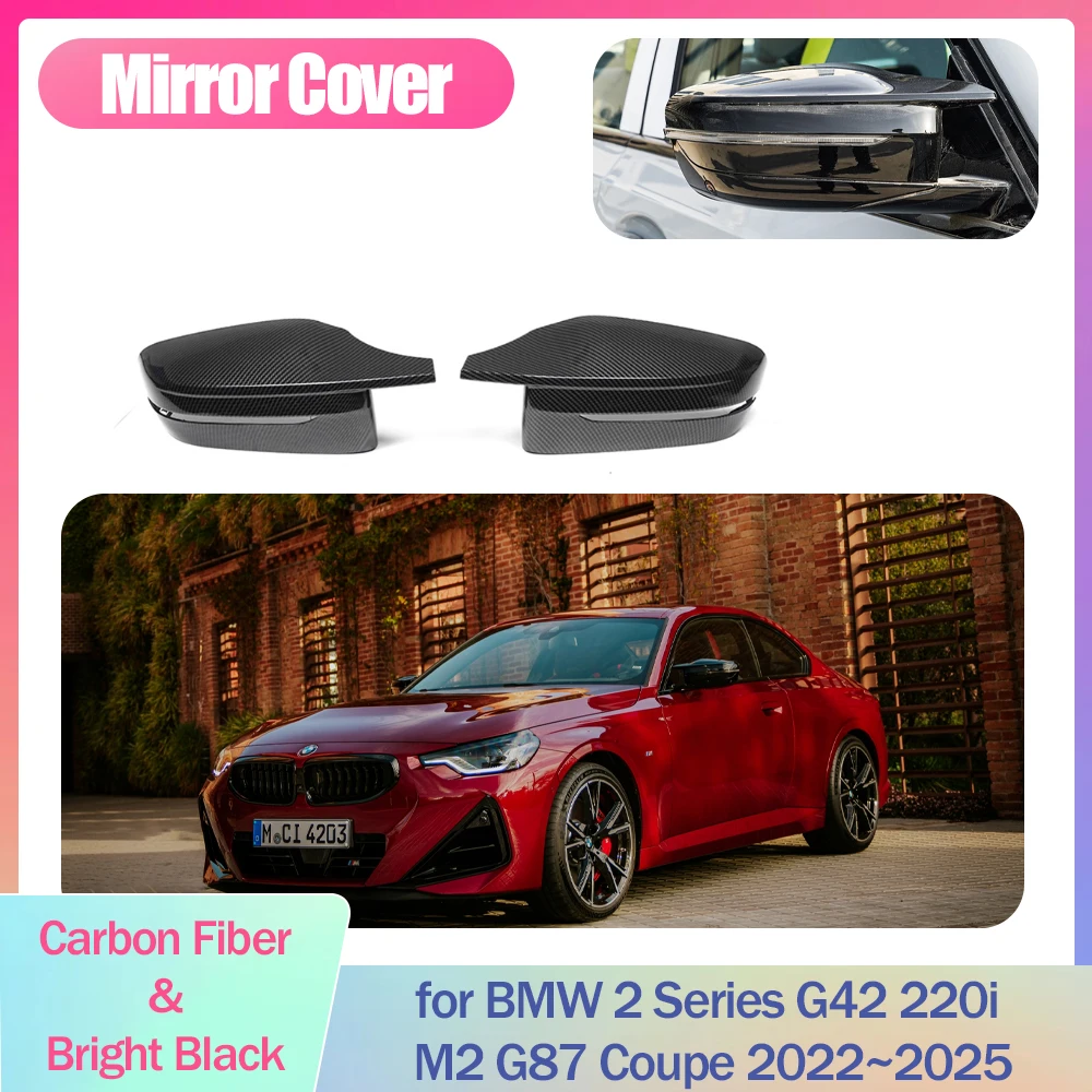 

Car Mirror Cover for BMW 2 Series G42 220i M2 G87 Coupe 2022~2025 2023 Cap Wing Carbon Fiber Black Trim Shell Part Accessories