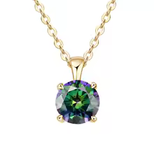 Classic Yellow Gold Cubic Zirconia Pendant 18K Silver Plated - Gold Rainbow Green