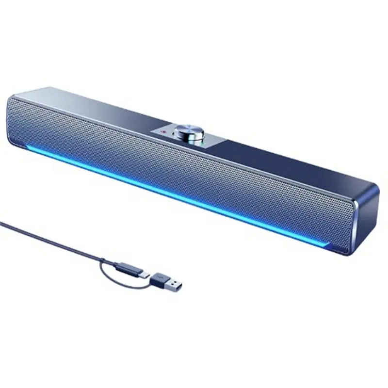 

AS95-Stereo Subwoofer Surround Sound Box Bluetooth Speaker Bar USB+ Type-C Wired Computer Music Player 3.5Mm