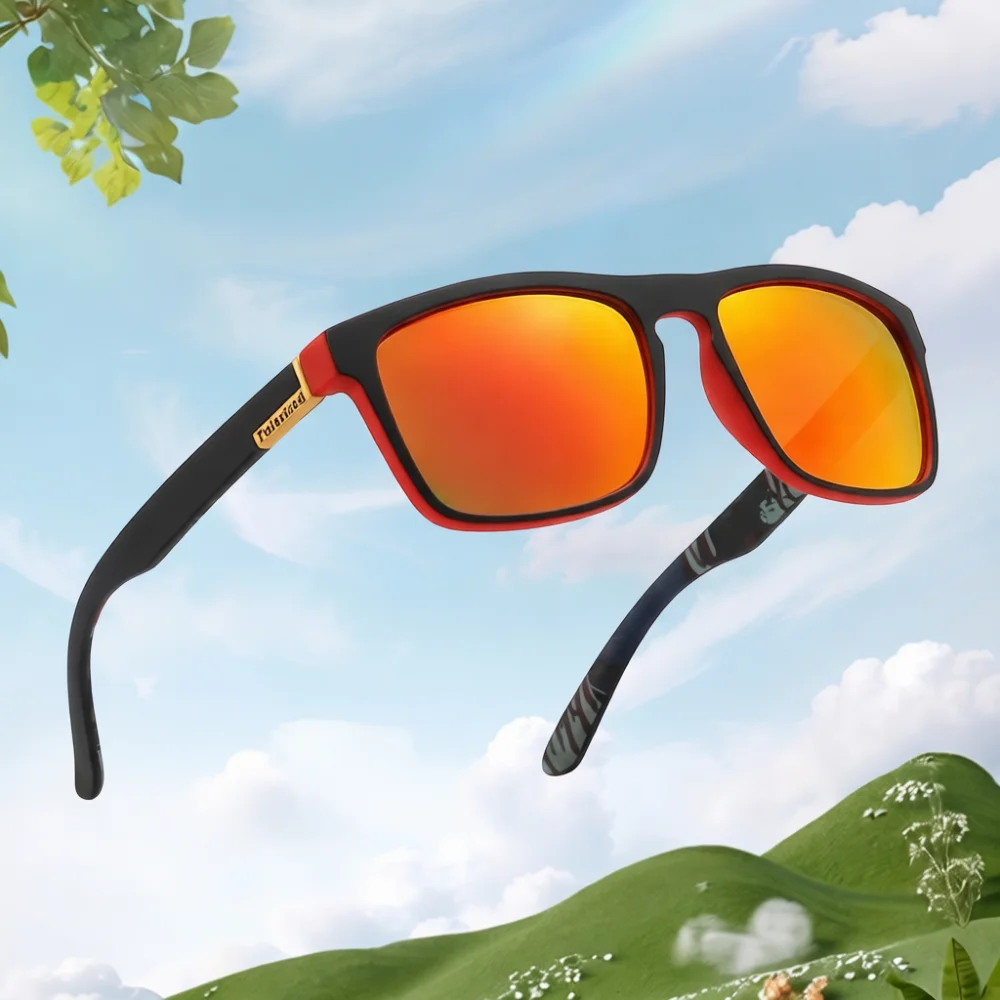 Mens Polarized Sunglasses UV400 Protection Outdoor Sports Fishing Cycling Shades Lightweight Square Frame Fashion Sun Eyewear