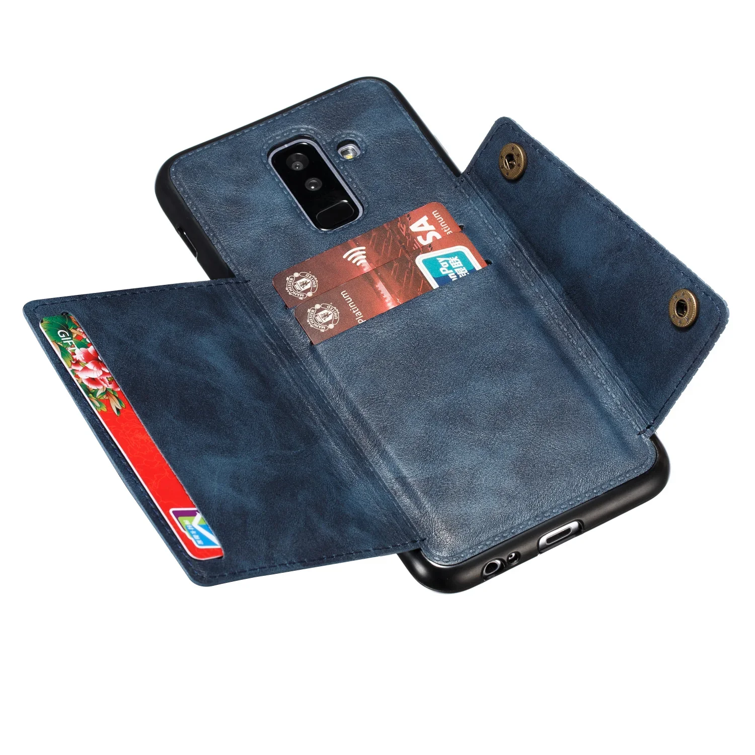 Twin Leather Case Phone Wallet Cover Anti-fall case for SAMSUNG Galaxy J4 J6+ J6 PLUS PRIME CORE