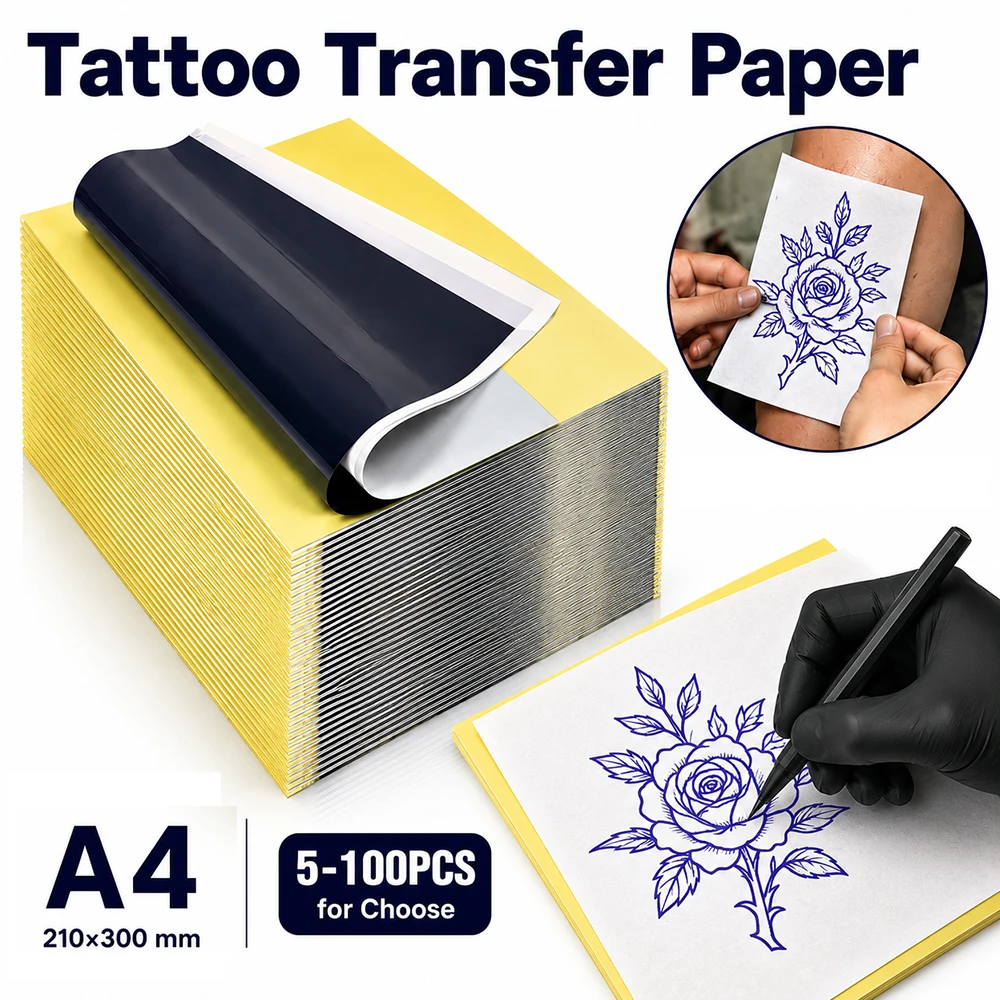 100/50/30/10/5Tattoo Transfer Paper A4 Tattoo Stencil Thermal Carbon Paper 4 Layer for Tattoo Copier Printer Tattoo Accessories