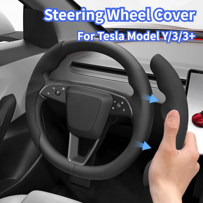

For Tesla Model Y/3/3+ Steering Wheel Cover Suede Steering Wheel Protective Cover Ultra Thin Decoration Car Interior Accessories