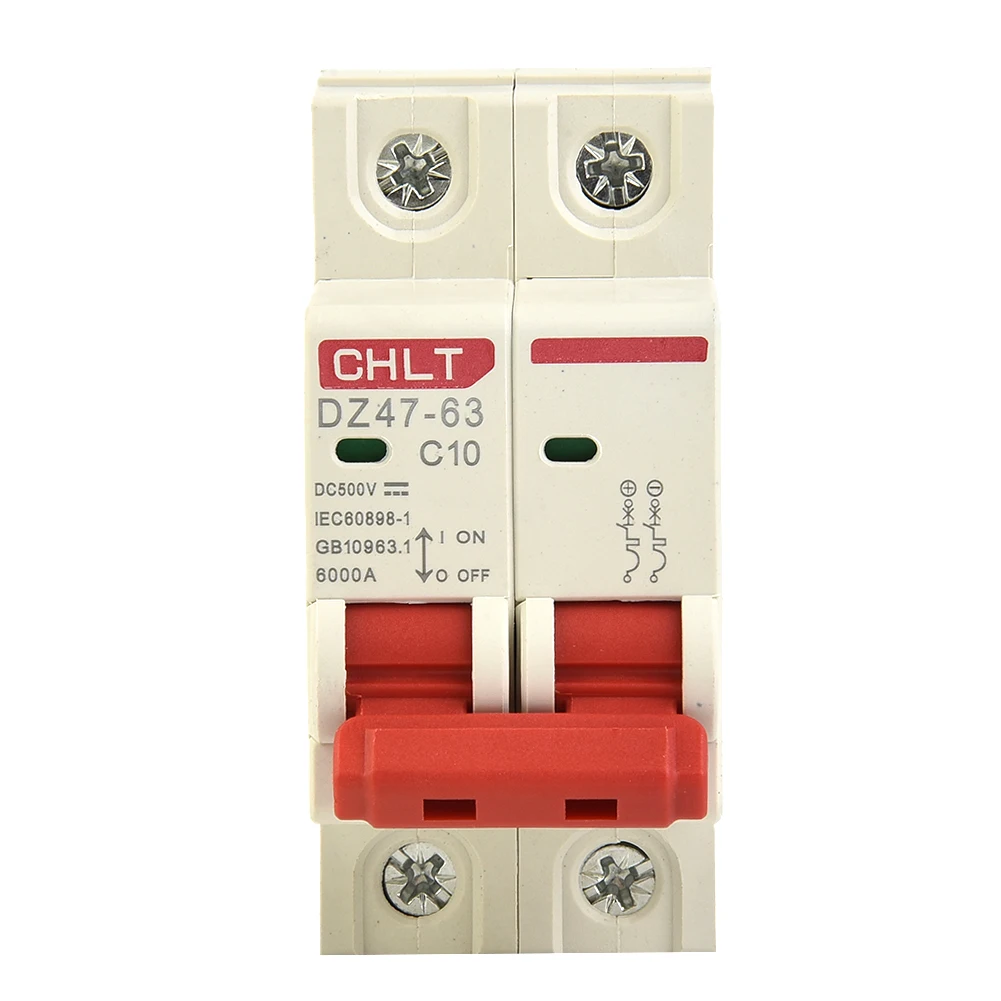 Circuit Breaker DC Solar Circuit Breaker 500V 2 Pole Dual MCB with Tripping Characteristics C and Release Accessories