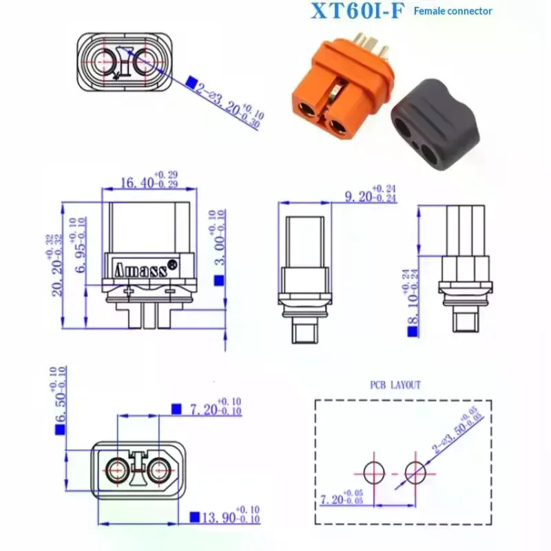 /Cna/AMASS XT60I-F Male Female Plug 2+1 Signal Pin Connector Secure Connection for RC Off-road Car Lipo Battery Parts