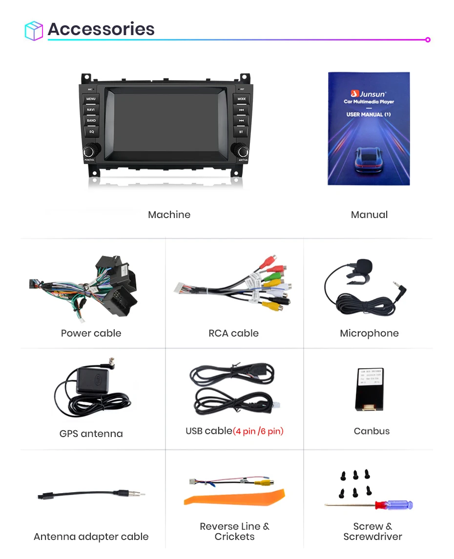 Junsun Android Auto Radio Für Mercedes Benz C-Klasse W203 CL203 CL203 CLK W209 CLS W219 2004-2011 CarPlay auto Multimedia GPS 2din – Detail 29