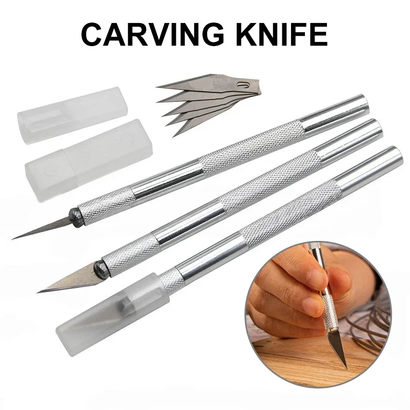 Aluminum Alloy Hand Carving Knife Model Making Art Knife Woodcarving Hand Account Cutting Paper Cutting Tool Accessories