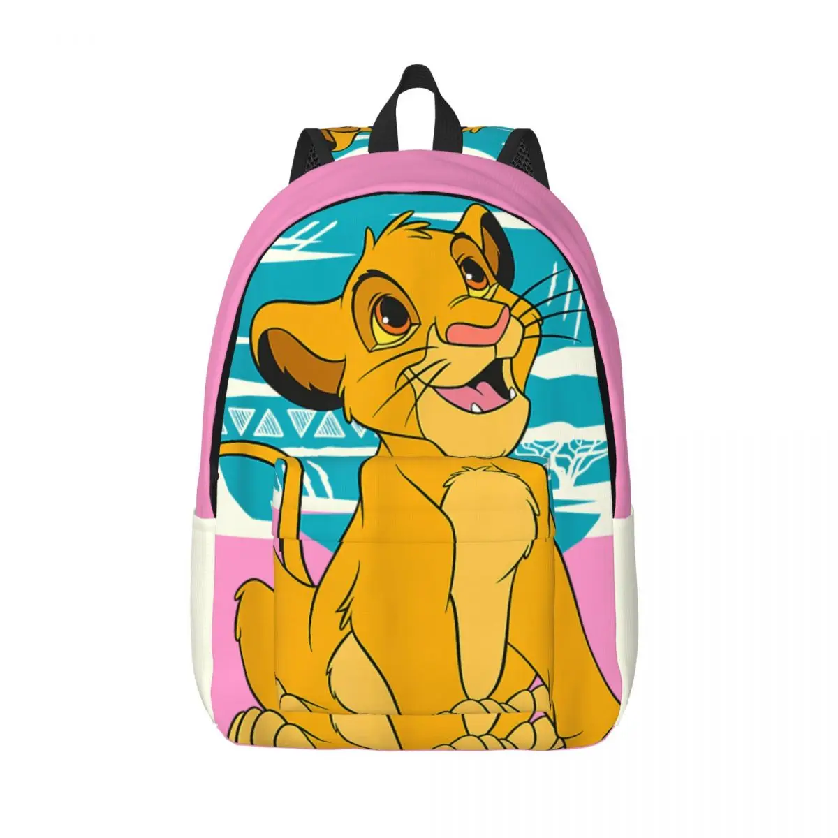 Young Retro Simba Happy Blue Classic Book Pack Disney｠The Lion King｠Film For Men Kid Classic Camping Back To School Gift Bag