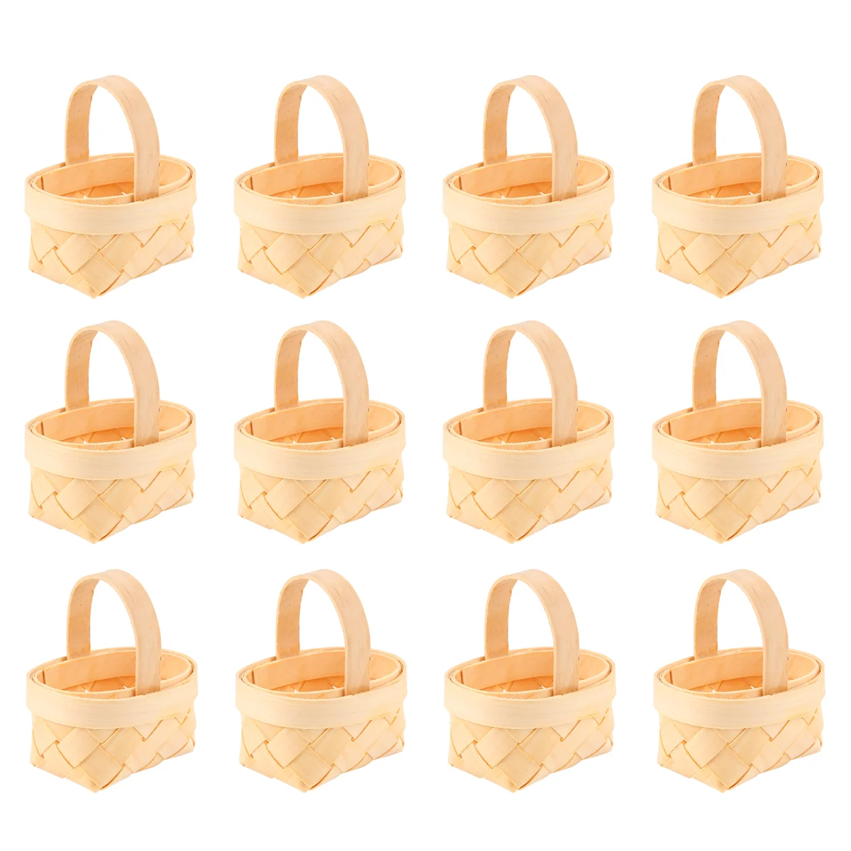 High-end 12Pcs Wood Chip Mini Baskets Manual Woven Baskets Ornaments Candy Storage Box