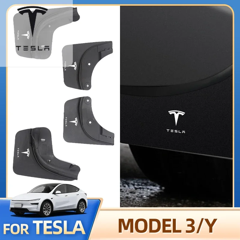 

2025 Hot For Tesla Model Y Model 3 Mudguard TPE Factory Upgrade Short Mudguard Car Modification Accessories Parts C Car Sticker