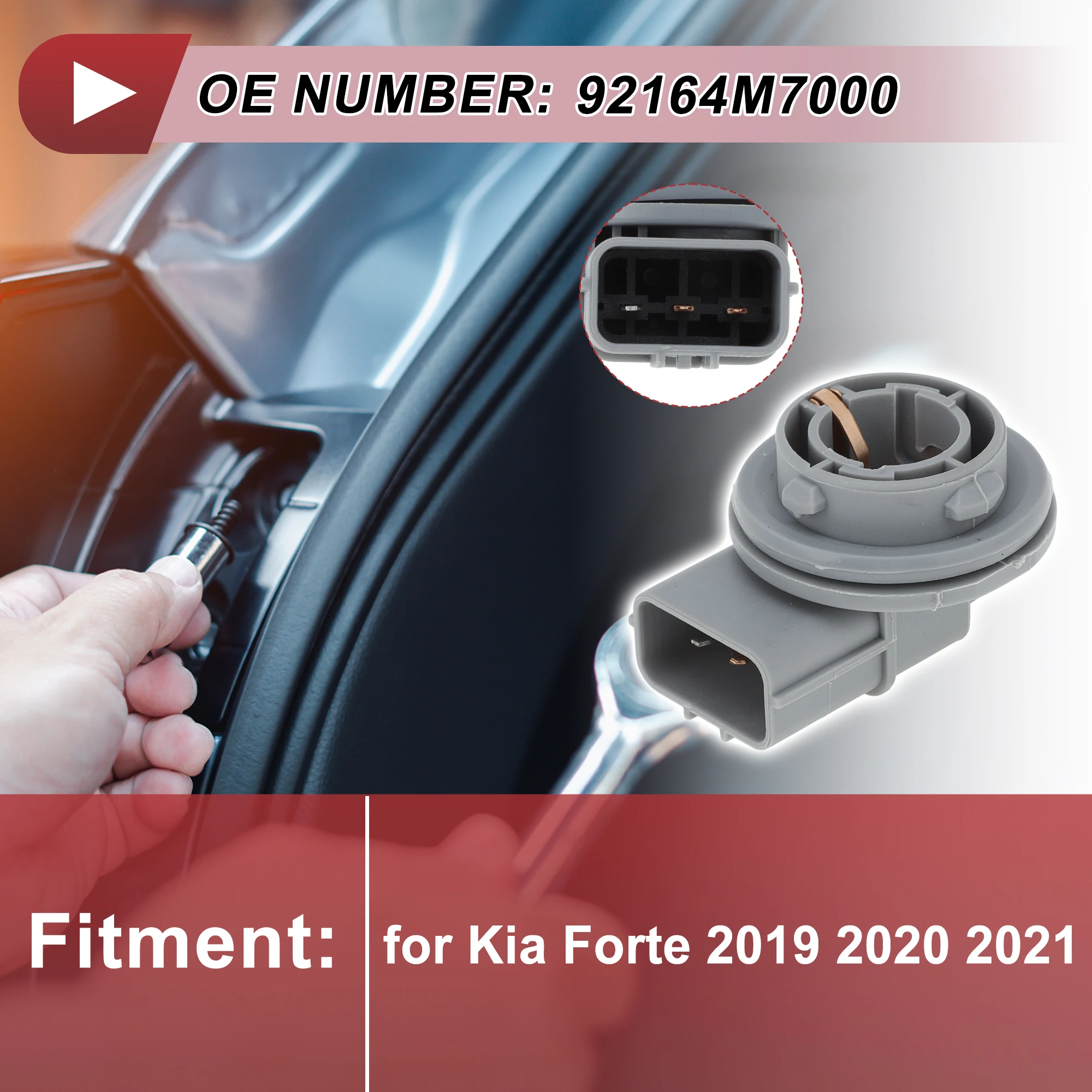 X Autohaux 1 قطعة بدوره إشارة مقبس الإضاءة لكيا فورتي 2019 2020 2021 No.92164M7000 المصباح الكهربي موصل 3 دبوس #3