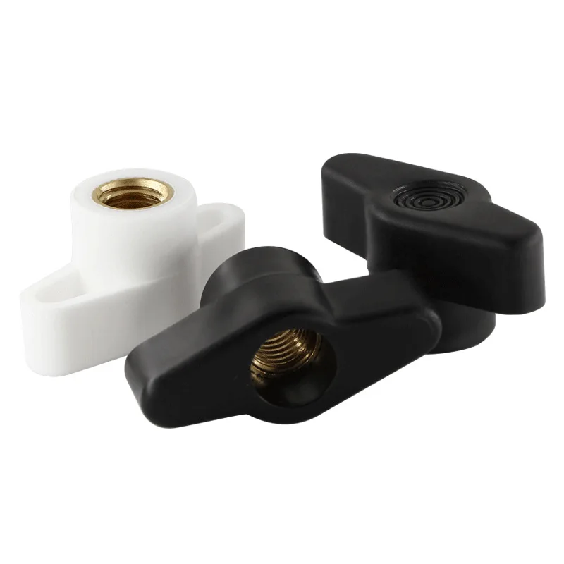 Black White 27-36#Head Diameter Plum Bakelite Hand Tighten Nuts / Butterfly Plastic Head Hand Knob Nut Through hole/Blind hole