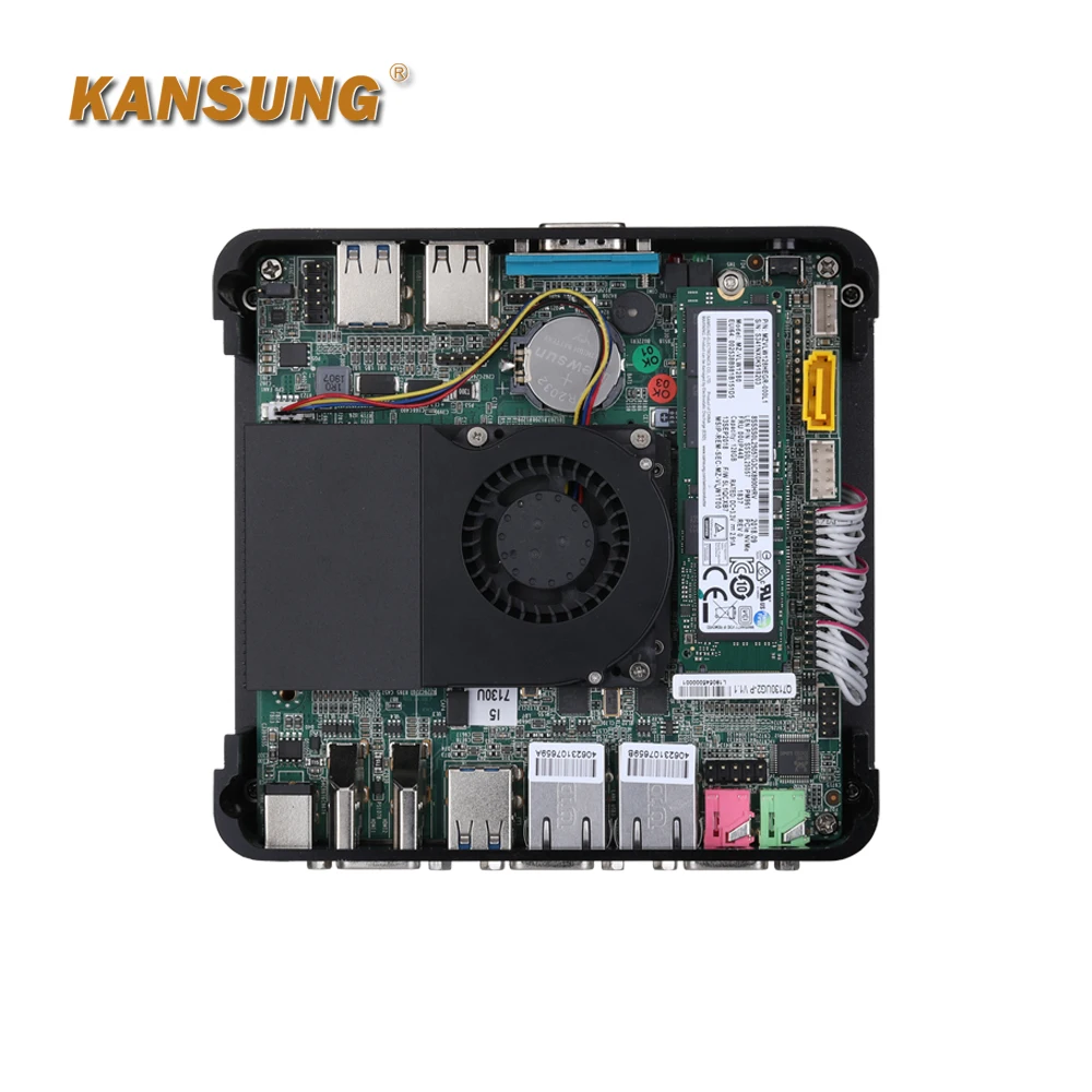 Kansung 7500U 7200U 7100U 3865U คาบิลลาคเซเลรอน I3 I5 I7 DDR4 2 HD 4 RS232 2 LAN พัดลมทำความเย็นคอมพิวเตอร์ขนาดเล็กอุตสาหกรรม