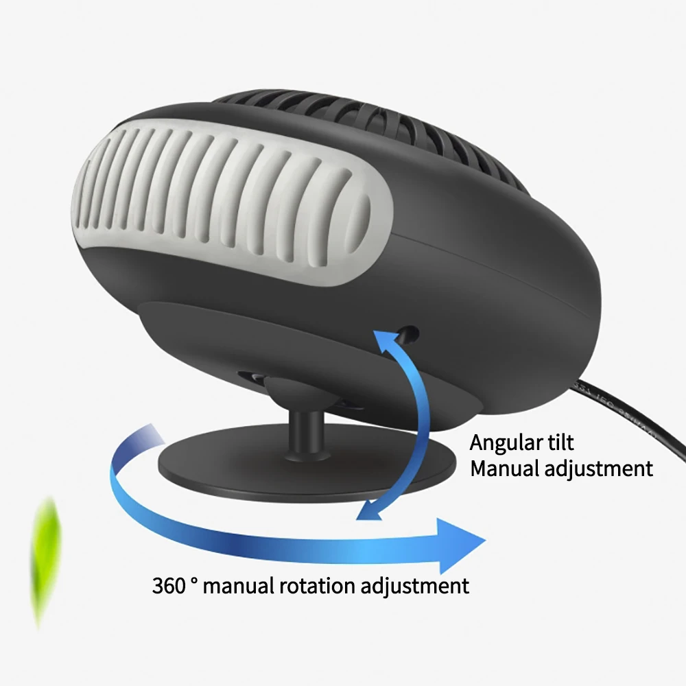 12V/24V Car Heater 360° Rotatable Electric Heater Plugs Into Cigarette Lighter Heating Cooling Fan Windshield Defroster Demister