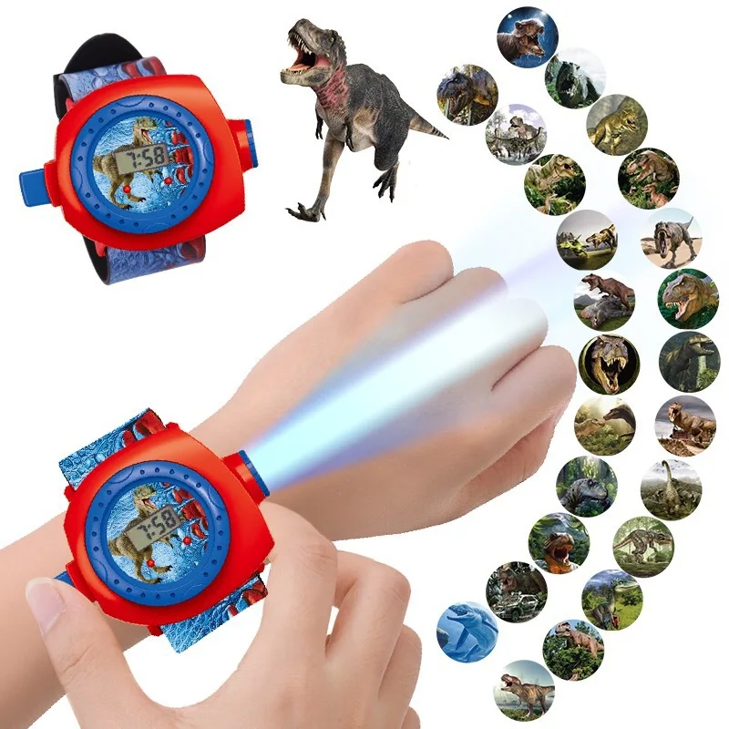 Reloj de proyección de dibujos animados para Niños, 20 imágenes, juguete de dinosaurio, regalos de guardería, relojes para niños, premios para estudiantes