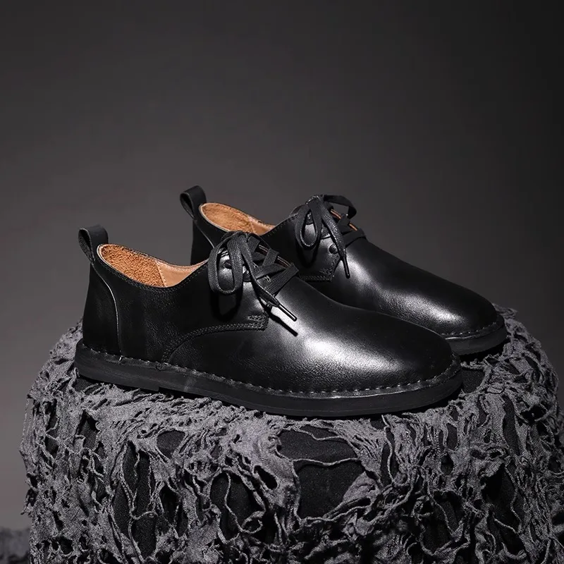 High-end Genuine Leather Fisherman Shoes Handmade Cowhide Men Retro Casual Shoes Zapatos Mocassin Homme