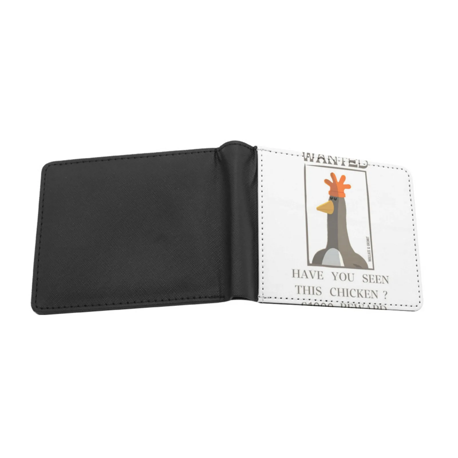 Personalized Men's Leather Wallet Credit Card Pouch Purse Gromit Wallace Claymation Penguin Animation Chicken Funny Shaun