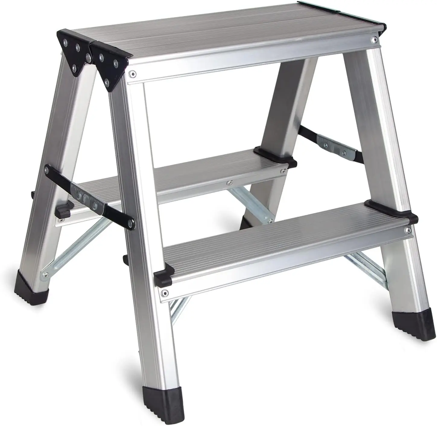 

Two Step Ladder - Folding Small 2 Step Stool 330lbs with Non-Slip Feets, Aluminum Lightweight Metal Step Stool by , Portable Sol
