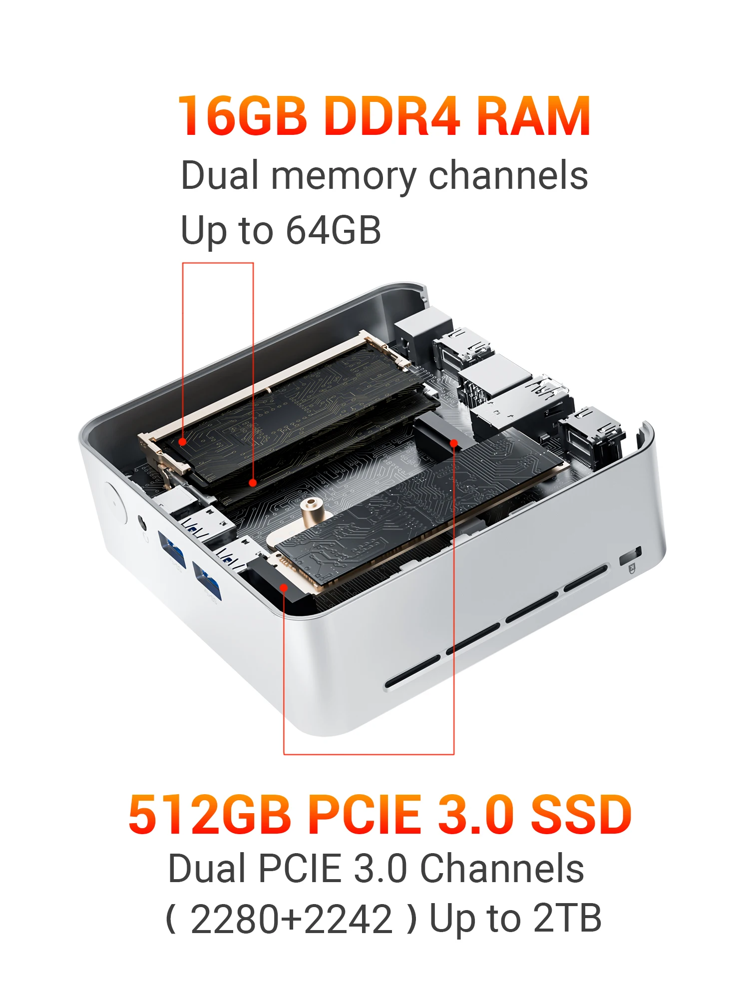 FIREBAT R2 미니 PC AMD Ryzen 5 3500U (N150/N97보다 빠름) 16GB RAM 512GB SSD 데스크탑 미니 컴퓨터 WIFI5 BT5.2 듀얼 4k 디스플레이 썸네일 5