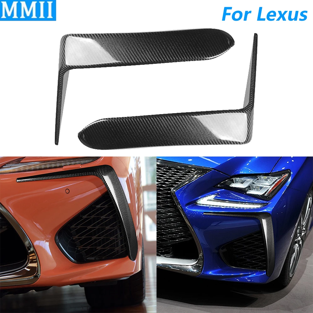 For Lexus RCF Sport 2015-2018 Real Dry Carbon Fiber Front Bumper Lip Side Vent Fender Air Splitter Cover Trim Car Accessories