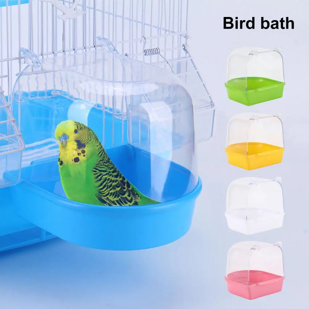 Easy to Clean Bird Bath Tub Transparent Bird Bath Cage for Small Birds Parrot Canary Budgies Easy to Clean Covered Bath for Pets