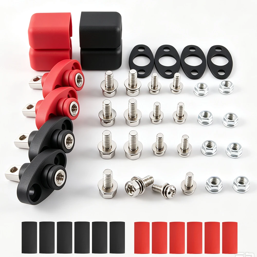 50A Pure Copper Rhombus Battery Terminal,Lithium Battery Connector Screw Panel Mount for Tricycle E‑Bike RV Boat Energy Storage