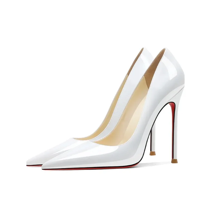 

Белые женские туфли на очень высоком каблуке с острым носком, тонкие каблуки на весну и лето, новые сексуальные туфли из лакированной кожи с неглубоким горлышком
