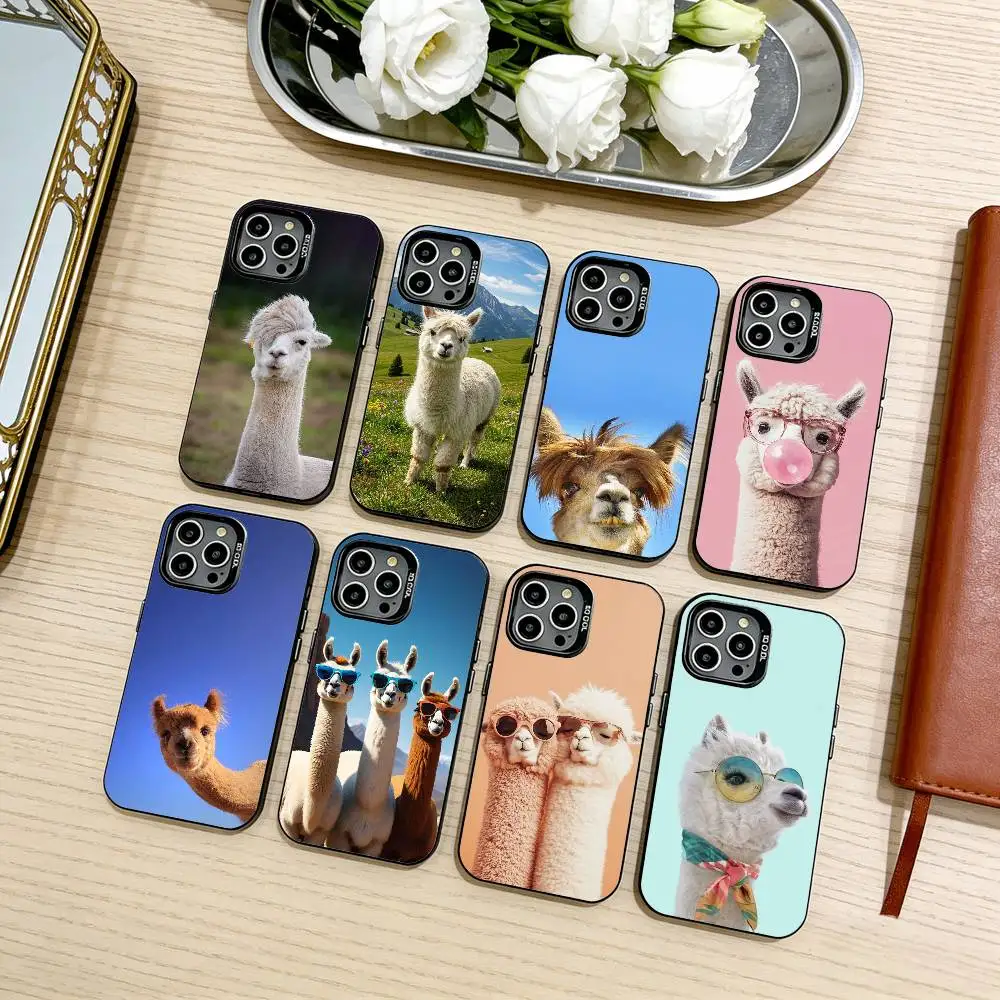 

Funny Animals A-Alpaca Phone Case For iPhone17,16,15,14,13,12,11 Plus,Pro Max Black Candy silver phone case