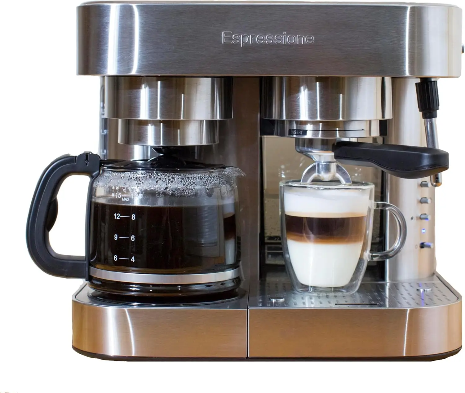 

Stainless Steel Espresso and Coffee Maker, 10-Cup Capacity for Home Use