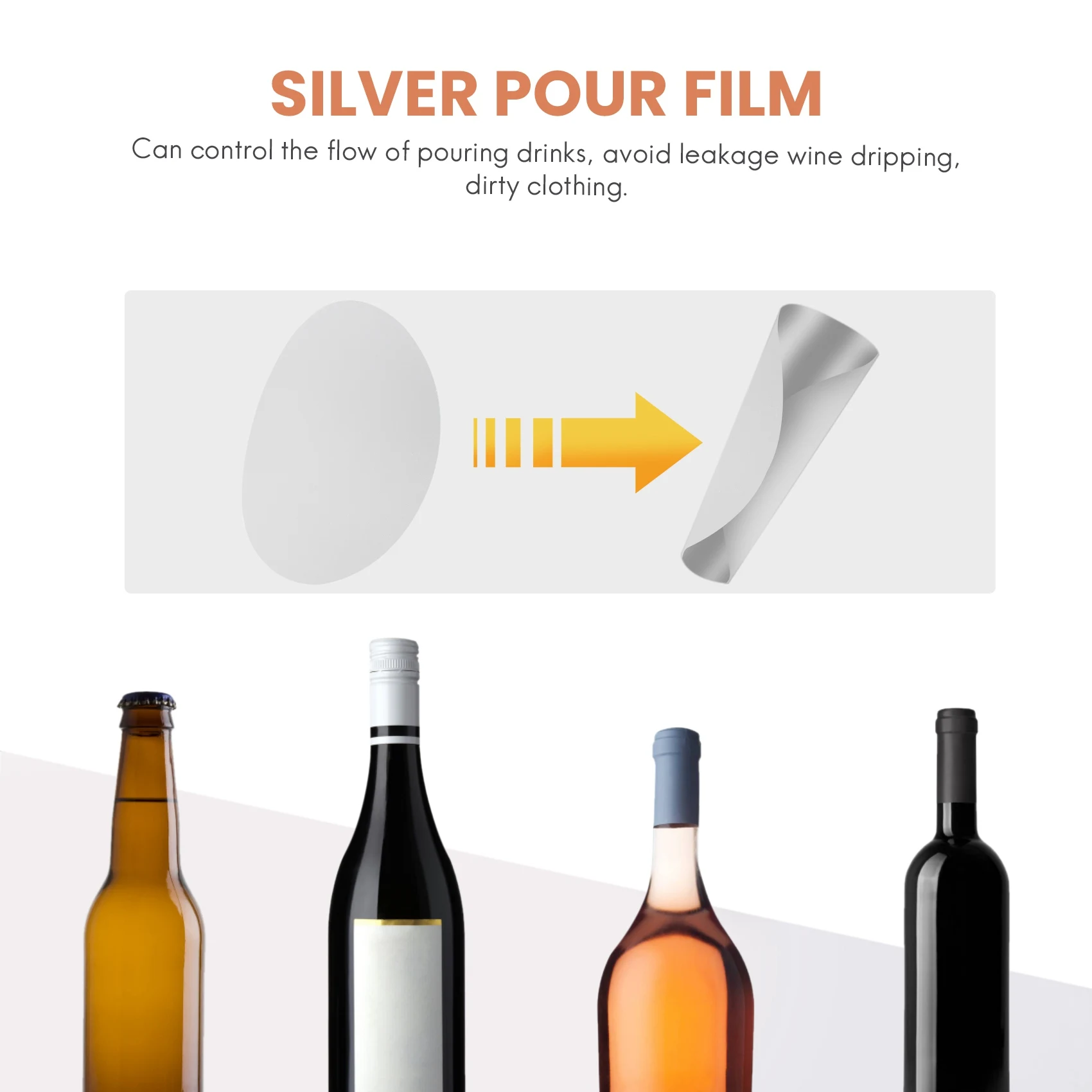 Продажи! 50 шт. 3-дюймовый серебряный диск для наливания вина, защита от капель, носик для наливания капель