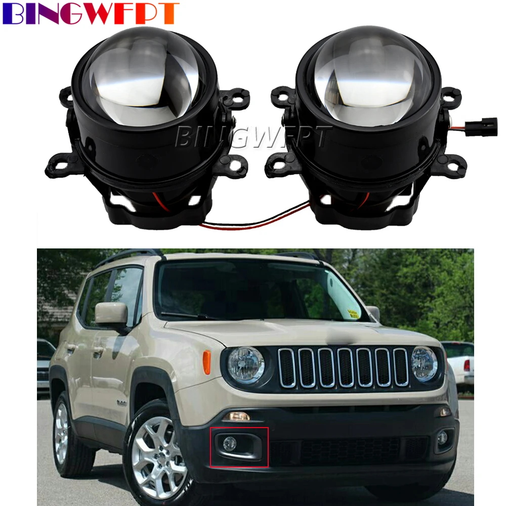 2Pieces  Car Lens Fog Lamp Round Led Fog Lights Driving Light  Fog Lamps For Jeep Compass MP2017 2018  Head Lights