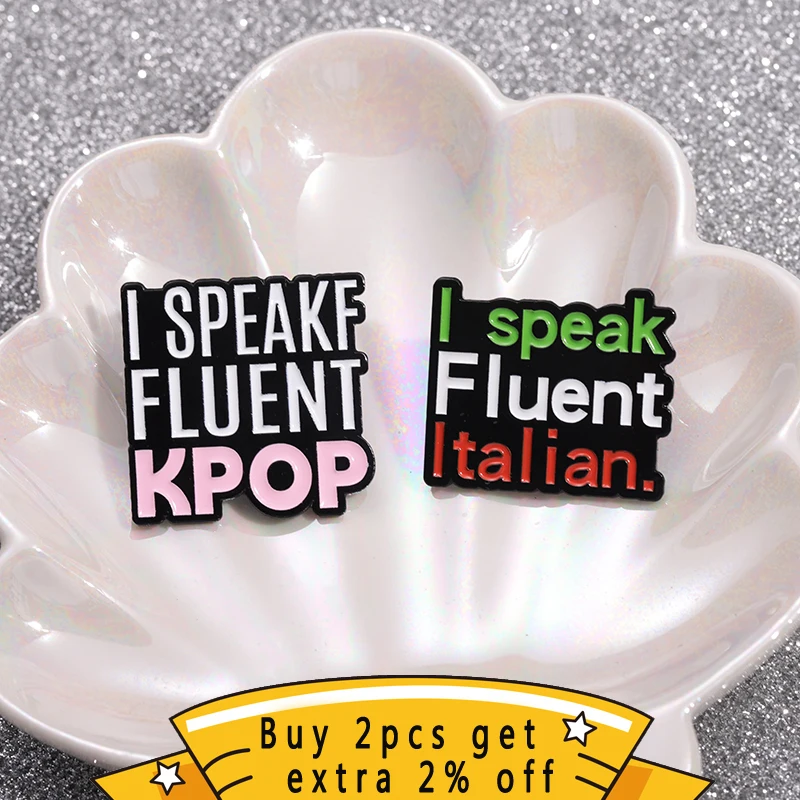 Fun Text Box Enamel Pins I Speak Movie Quotes Italian Fluent Kpop Brooches Lapel Badges Custom Jewelry Gift For Best Friends ﻿