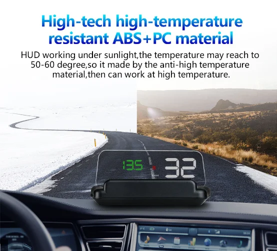 Easy Installation Plug and Play T900 Zero-ghosting For All 5-28V Vehicle HUD Speedometer Show Driving Speed Battery Voltage etc.