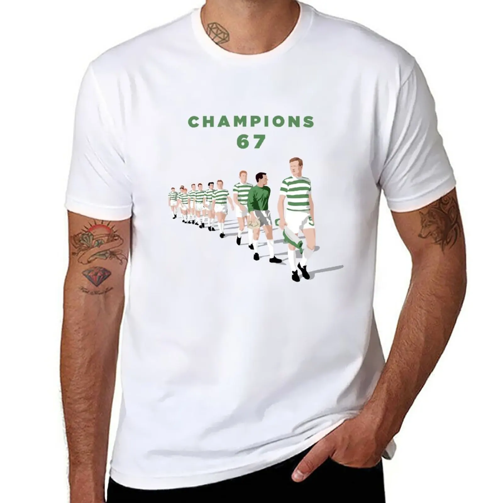 Camiseta de los Lions Champions 67 para hombre, camisa de gran tamaño con texto verde, moda coreana, alta, novedad