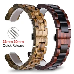 20mm 22mm Band for Samsung galaxy watch 7 6 5 4 40mm 44mm S2 for Huawei Watch GT5 Pro GT4 46mm amazfit BIP Wooden Watch Bracelet