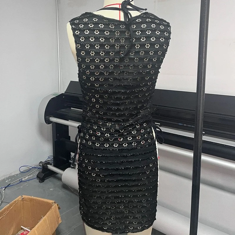 섹시한 여성용 홀터넥 비키니 커버업 드레스, 캐주얼 민소매 O넥, 2025년 여름 신상 비치 휴가 우아한 여성용 비치웨어