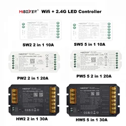 MiBOXER WiFi+2.4G LED Contoller 12a 20a 30a CCT Single Color RGB RGBW RGB+CCT LED Strip Contoller DC12-24V TUYA Music Controller